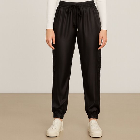 Zara Trafaluc Black Silk-likeJogger Pants Casual Comfort with Urban Edge Size XS - Picture 1 of 7